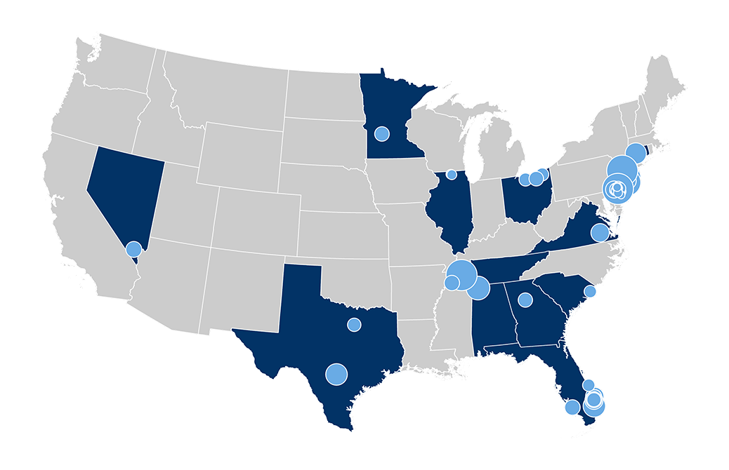 Rendina Construction Managed Properties Map